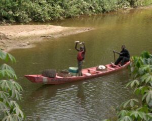 Menschen, die an afrikanischen Flüssen leben, sind gefährdet, von der Kriebelmücke gestochen zu werden und die Flussblindheit zu bekommen Prof. Dr. Achim Hoerauf / IMMIP